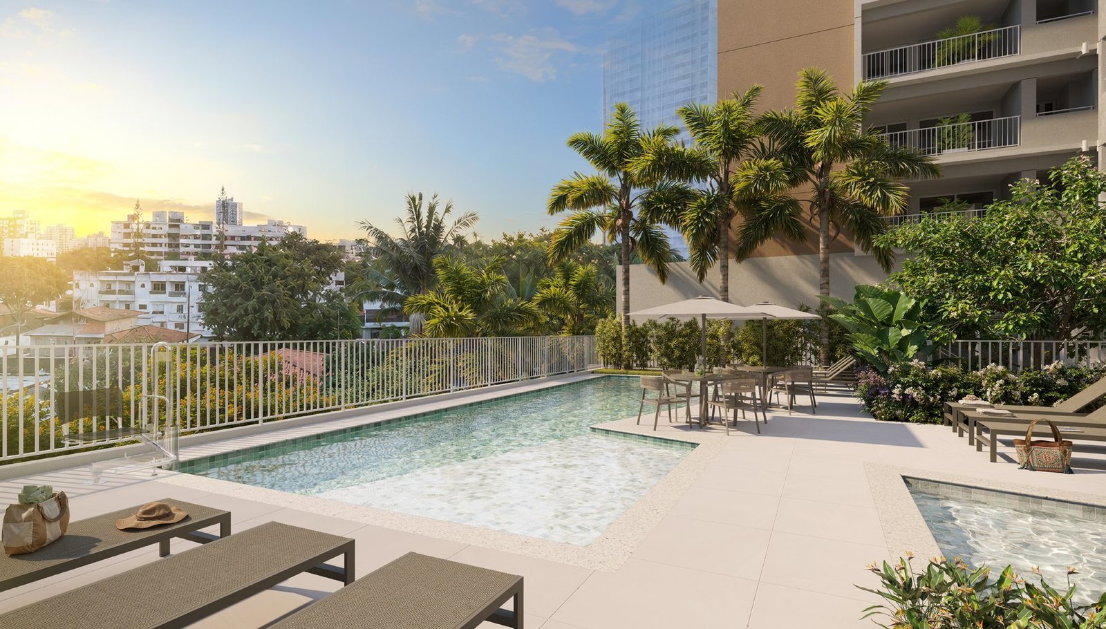 Piscina com solarium